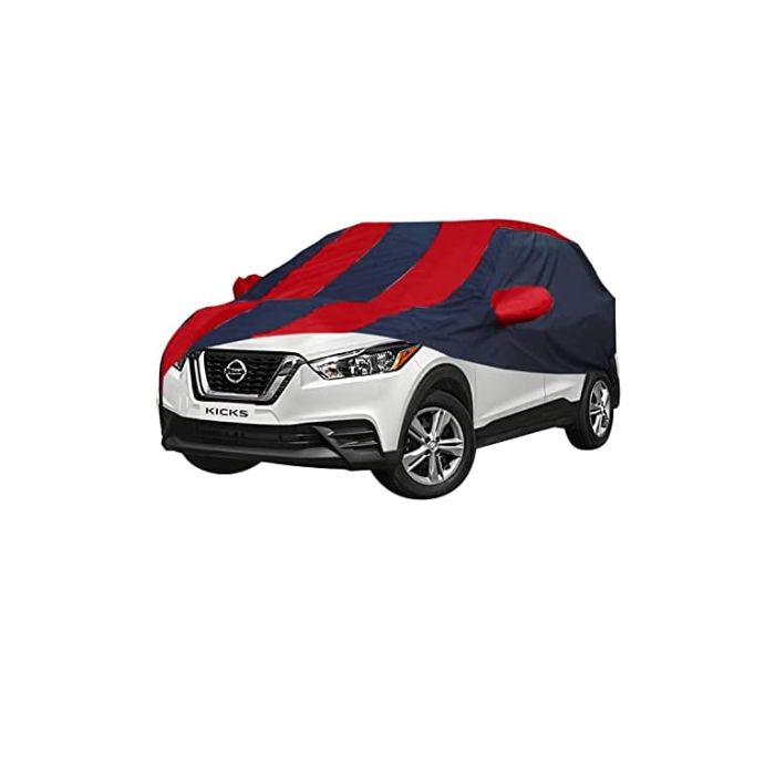 Allextreme NKP5002 Car Body Cover Compatible with Nissan Kicks Custom Fit Dustproof UV Heat Resistant Indoor Outdoor Body Protection (Navy Blue & Blue with Mirror)