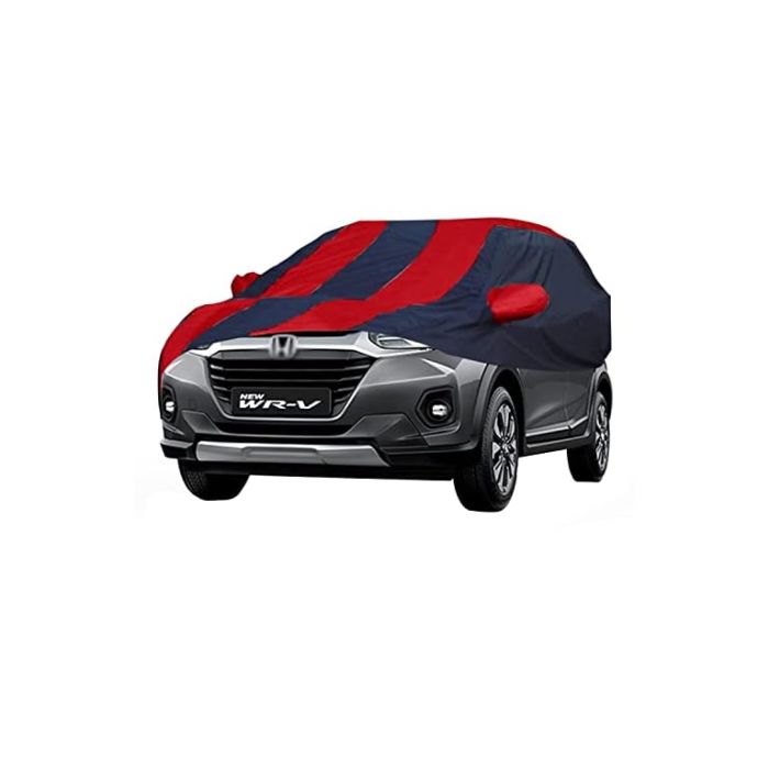 Allextreme WRP5004 Car Body Cover Compatible with WR-V Custom Fit Dustproof UV Heat Resistant Indoor Outdoor Body Protection (Navy Blue & Red with Mirror)
