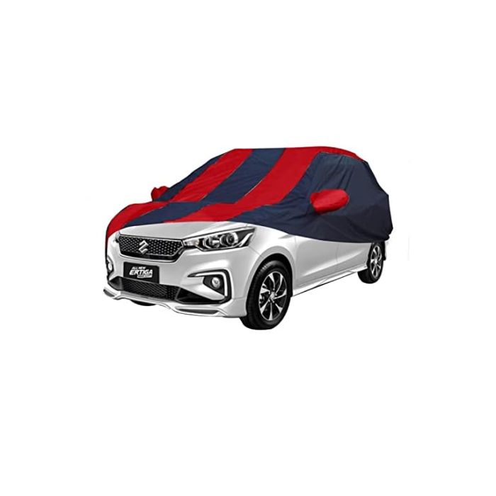 Allextreme MSP5004 Car Body Cover Compatible with Maruti Suzuki Ertiga Custom Fit Dustproof UV Heat Resistant Indoor Outdoor Body Protection (Navy Blue & Red with Mirror)