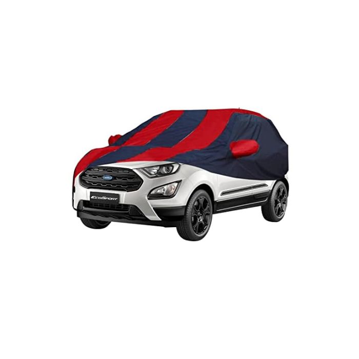 Allextreme MEP5004 Car Body Cover Compatible with Ford Eco Sport Custom Fit Dustproof UV Heat Resistant Indoor Outdoor Body Protection (Navy Blue & Red with Mirror)