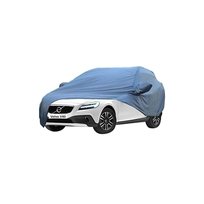 Allextreme VVZ5001 Car Body Cover Compatible with Volvo V40 Custom Fit Dustproof UV Heat Resistant Indoor Outdoor Body Protection (Blue with Mirror)
