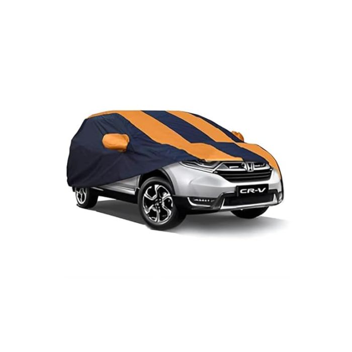 Allextreme CRZ5003 Car Body Cover Compatible with CR-V Custom Fit Dustproof UV Heat Resistant Indoor Outdoor Body Protection (Navy Blue & Orange with Mirror)