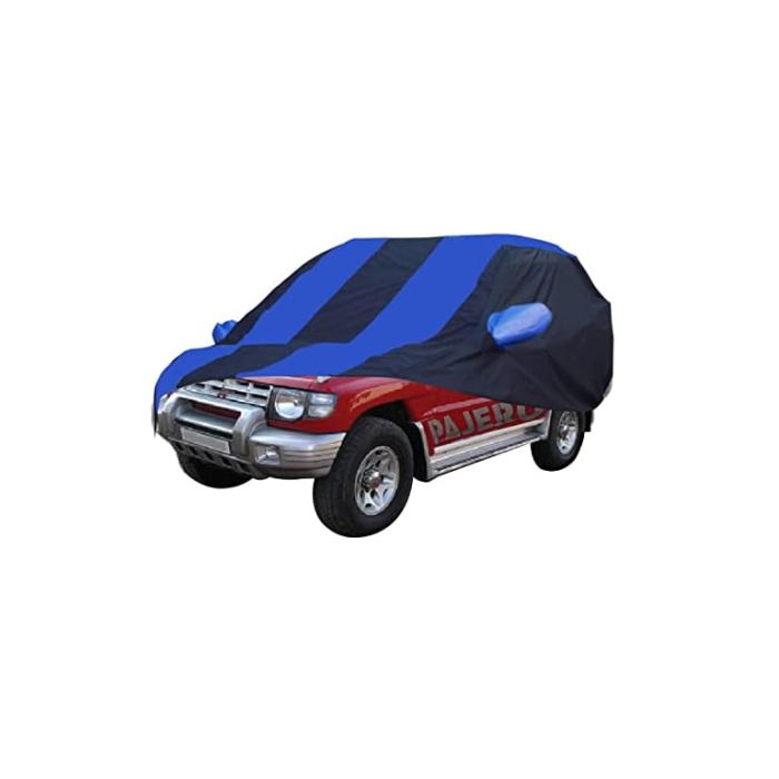 Allextreme MPY5002 Car Body Cover Compatible with Mitsubishi Pajero old Custom Fit Dustproof UV Heat Resistant Indoor Outdoor Body Protection (Navy Blue & Blue with Mirror)