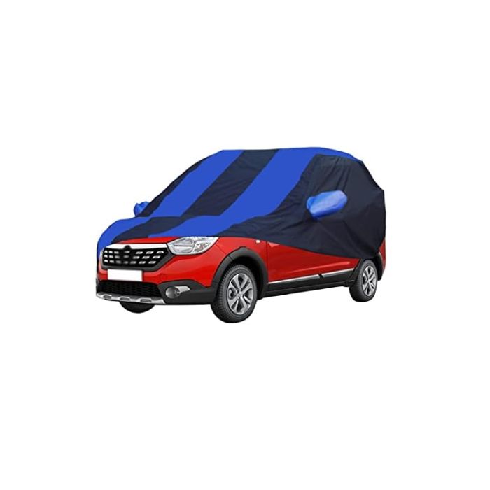 Allextreme TBH5002 Car Body Cover Compatible with Tata Harrier Custom Fit Dustproof UV Heat Resistant Indoor Outdoor Body Protection (Navy Blue & Blue with Mirror)