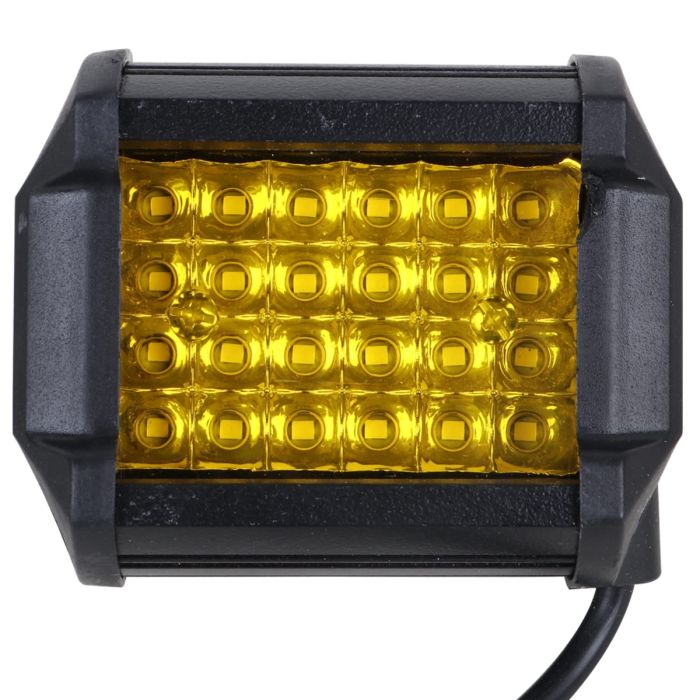 Allextreme EXLEDS1 24 LED Fog Light Bar Waterproof 4 Inch CREE Cube Work Light for Bike Cars and Motorcycle, 72W, Yellow Light (Pack of 1)