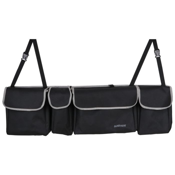 Allextreme Nylon It-09 Trunk Organizer Backseat Large Anti-Slip Storage Hanging Utility Tool Space Saver Bag For Cars, Suvs & Trucks (Black)