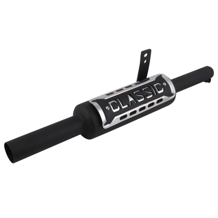 AllExtreme EXHKKI1 Exhaust Silencer Modern Style Metal Iron Material with Durable & Sturdiness Compatible with BS3 & BS4 Model Royal Enfield Bullet 350cc & 500cc (Black)