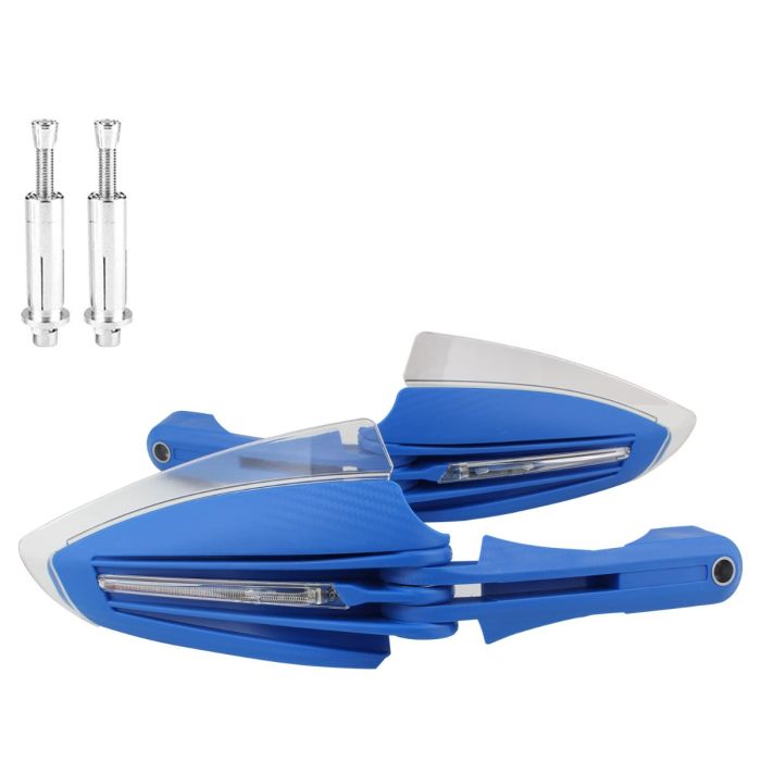 AllExtreme EXTP41B 7/8" 22mm Bike Hand Guard with LED Light Turn Signal Indicator Universal Handle Protector Shield Handlebar Protection Gear Extra Durable (Blue)