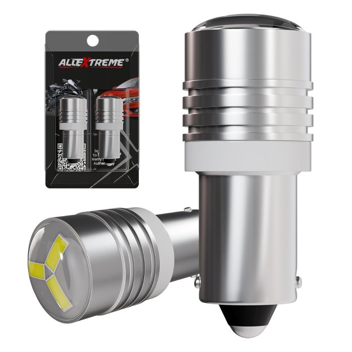 Allextreme BA9S LED Parking Light Super Bright 2 SMD Interior License Plate Wedge Dome Trunk Dashboard Bulb for Car Bike and Motorcycle (1W, White, 2 PCS)