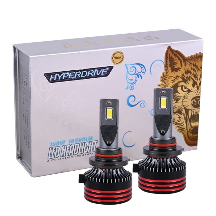 AllExtreme EXH9005 HYPERDRIVE 9005/9006 150W LED Headlight Conversion Kit Headlamp Bulbs 6000K IP65 Water Resistant for Car (1 Year Warranty,18000LM, Set of 2)