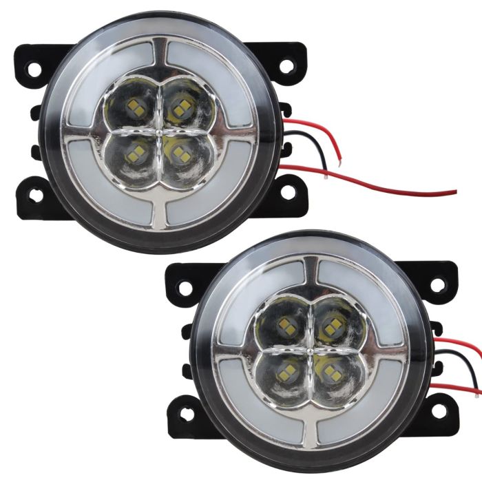 Allextreme EXSLD02 Round LED Fog light with High Low Beam Pattern Energy Efficient & Ultra Bright for All Cars (White, Pack of 2)