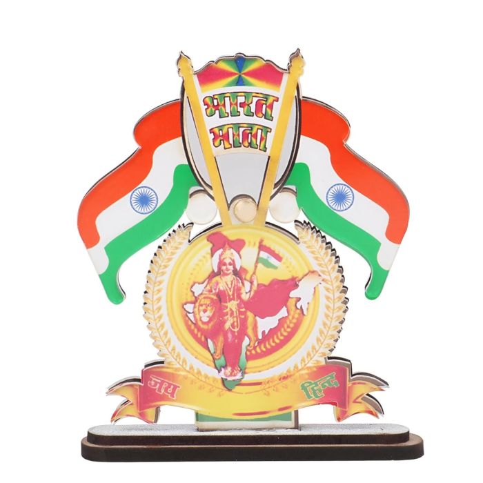 AllExtreme EXIF09 Indian Flag With Jai Hind Symbol For Office Desk, Table & Room Universal Showpiece Emblem Car Dashboard Decoration