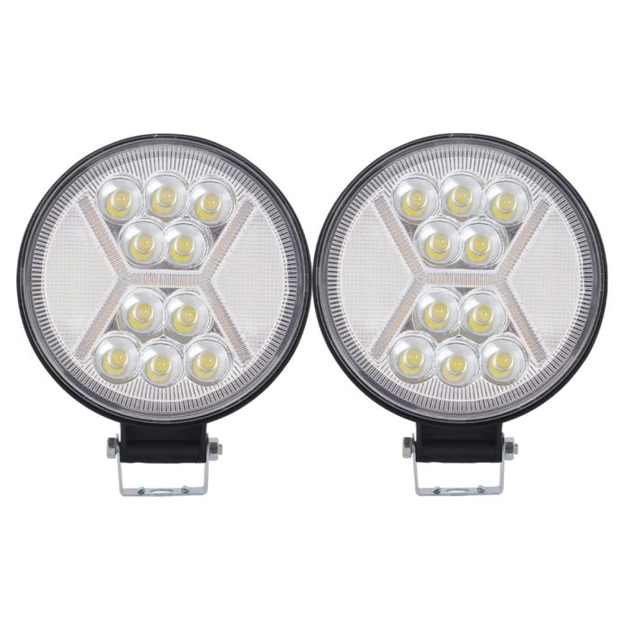 Allextreme EXFL02 10 LED Round Fog Light Waterproof Flood Lamp with Mounting Brackets for Truck, Jeeps & Cars (White & Yellow Light, 2 PCs)
