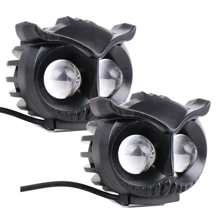Allextreme EXS202 Owl Shape LED Fog Light for Wide Visibility High Brightness Bulb with Easy Installation for All Motorcycles (2 Pcs, 20W, Yellow & White)