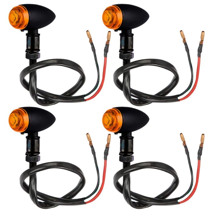Allextreme EXNTMS-04 Motorcycle Turn Signal Amber Bulb Blinker Lights for Harley Davidson and 350cc and 500cc Cruiser Bikes (Amber, 4 PCS)