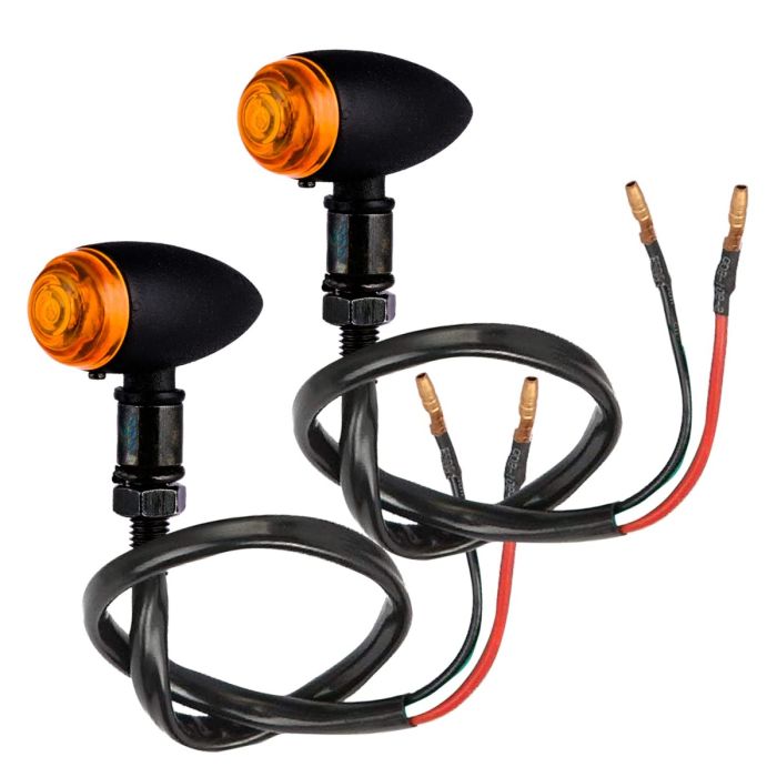 Allextreme EXNTSM-02 Motorcycle Turn Signal Metal Alloy Amber Bulb Blinker Lights for Harley Davidson and 350cc and 500cc Cruiser Bikes (Amber, 2 PCS)