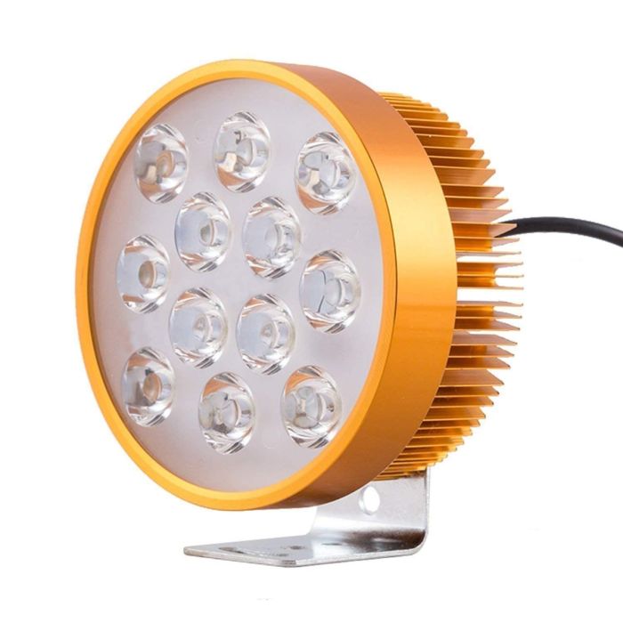 Allextreme EX24W1PW 12 LED Round Fog Light Waterproof Spot Beam Off Road Driving Lamp for Motorcycle and Cars (24W, White, 1PC)