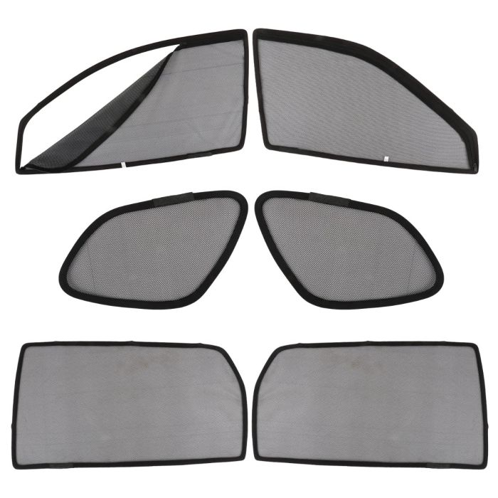 AllExtreme EXCBMH6 Car Blind Breathable Sun Shades for Front/Rear & Quarter Glass Mesh Curtain Glare Reduction Net Pullover UV Protection Compatible with MG Hector (Black, Pack of 6)