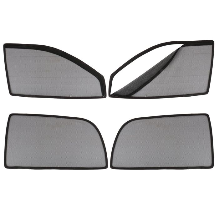 AllExtreme EXCBHS8 Car Blind Breathable Sun Shades for Front & Rear Glass Mesh Curtain Glare Reduction Net Pullover UV Protection Compatible with Hyundai Santro (Black, Pack of 4)