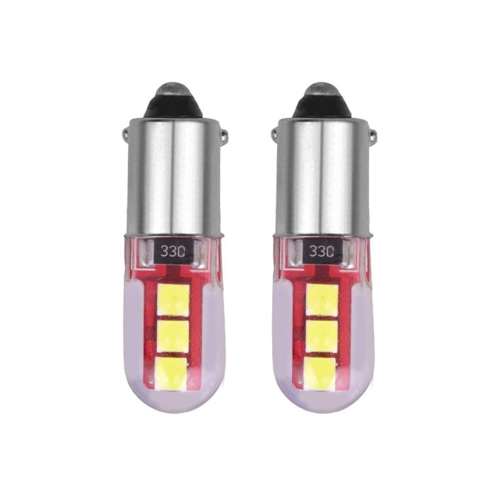 Allextreme EXLB005 BA9S LED Parking Light Super Bright White 6 SMD Car Interior License Plate Wedge Dome Trunk Dashboard Bulb for Car Bike and Motorcycle (White, 2 Pcs)