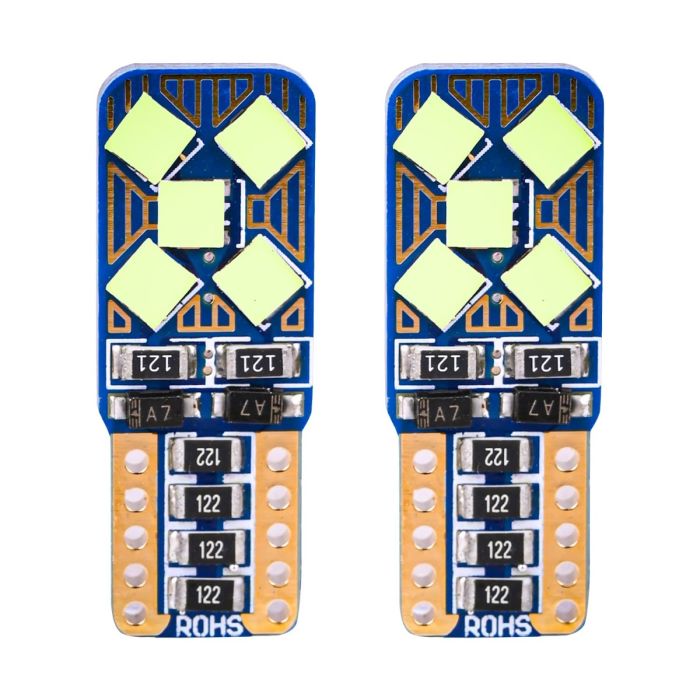 AllExtreme EXLB006 Universal T10 LED Parking Light 10 SMD Bright Interior Pilot License Plate Dome Indicator Lamp Bulb for Automobiles (2W, White, 2 Pcs)