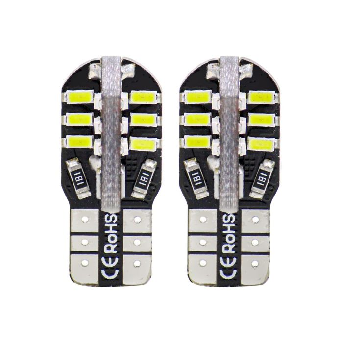 AllExtreme EXLB010 Universal T10 LED Parking Light 24 SMD Bright Interior Pilot License Plate Dome Indicator Lamp Bulb for Automobiles (3W, White, 2 Pcs)