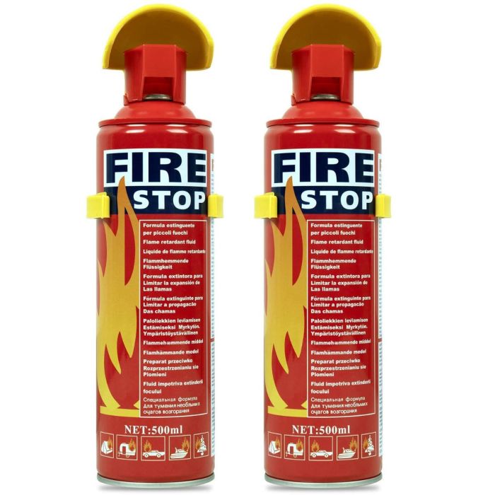 AllExtreme EXEFAP2 All Purpose Fire Extinguisher Classes ABCK Gasoline, Kitchen Grease Oil and Fats, Electric and Wood Fires for Home Apartment Office Boat Car Bike (500ml, Pack of 2)