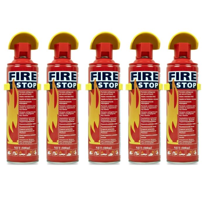 AllExtreme EXEFAP5 All Purpose Fire Extinguisher Classes ABCK Gasoline, Kitchen Grease Oil and Fats, Electric and Wood Fires for Home Apartment Office Boat Car Bike (500ml, Pack of 5)