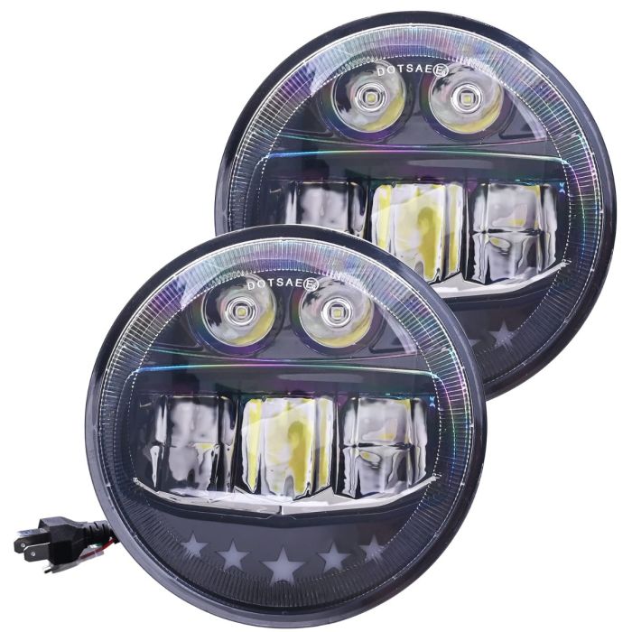 Allextreme HC-C102 5.75 Inch Round LED Headlight with Hi Low Beam Projector Head Lamp Bulb Compatible with Avenger - (Pack of 2)