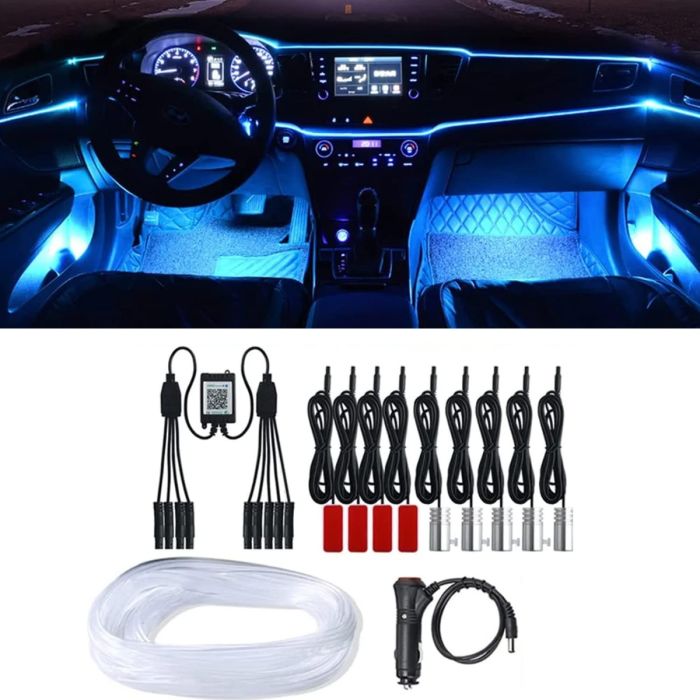AllExtreme EX12L01 Hyperdrive 12 LED Car Atmosphere Lamp Mobile App Connectivity Cabin Multicolour Light Remote Control RGB Color Compatible with Sedans SUVs & Trucks