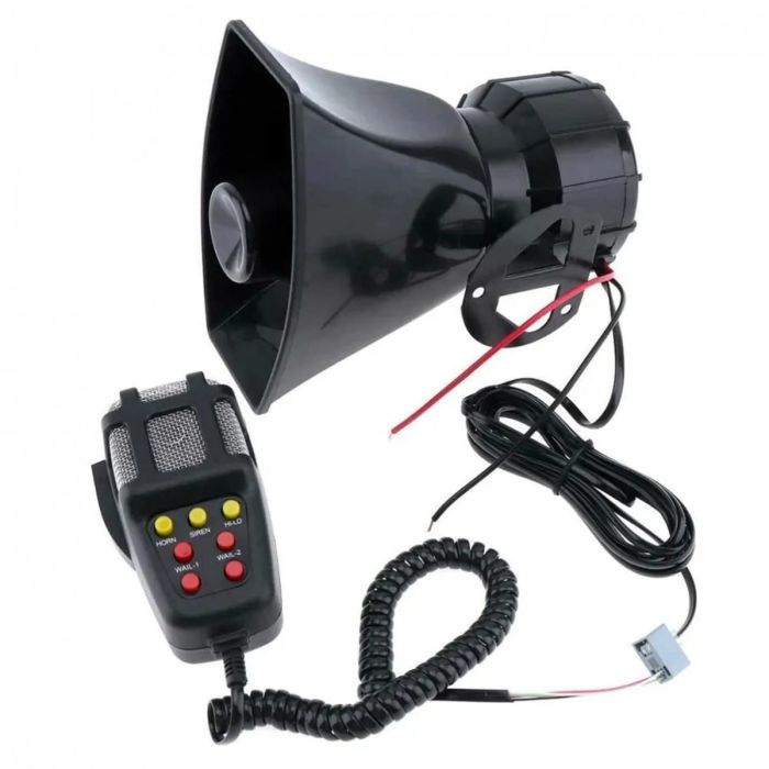 AllExtreme EXBE-100W Warning Alarm Electric Horn Car Emergency Siren 7 Sound PA Loudspeaker System with Handheld Microphone Amplifier