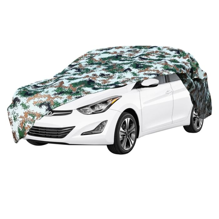 AllExtreme HAK5007 100% Tested Waterproof Car Body Cover Compatible with Hyundai Accent Triple Stitched UV Heat Resistant Indoor Outdoor Body Protection (Army Print with Mirror)
