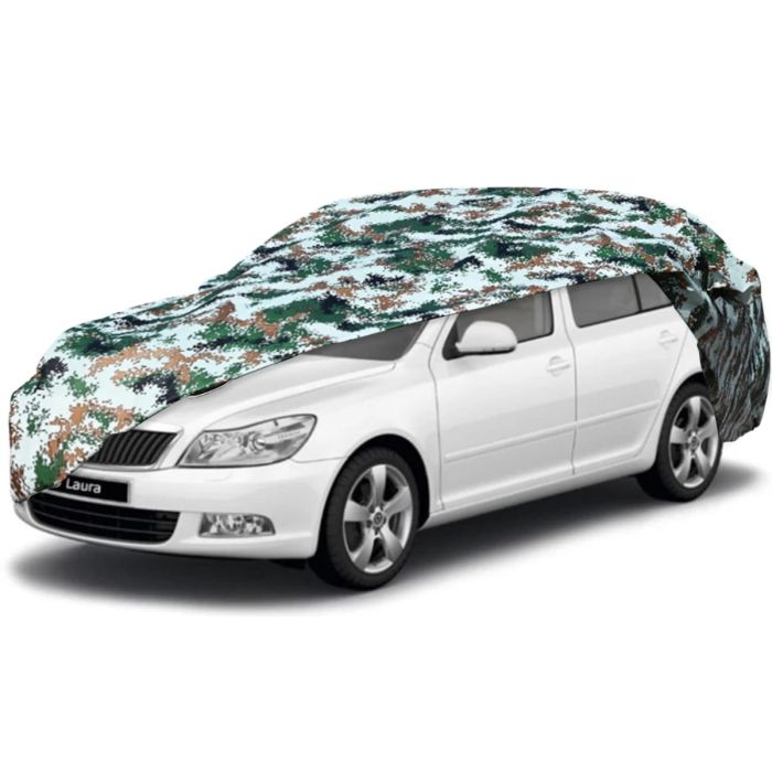 AllExtreme SLE5007 100% Tested Waterproof Car Body Cover Compatible with Skoda Laura Triple Stitched UV Heat Resistant Indoor Outdoor Body Protection (Army Print with Mirror)