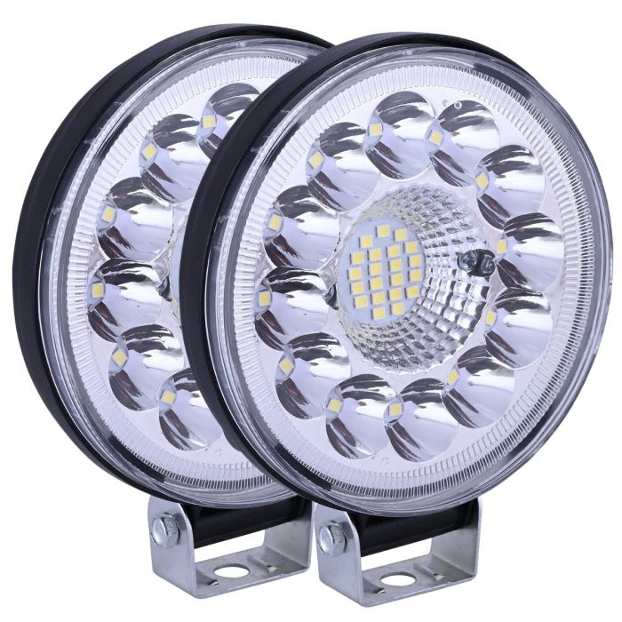 Allextreme EX-33FGL2 33 LED Car Bike Headlight Lamp IP67 High-Intensity Beam 40W Uniform Light Vehicle Accessory Compatible with Cars Bikes Trucks SUV (White, Pack of 2)