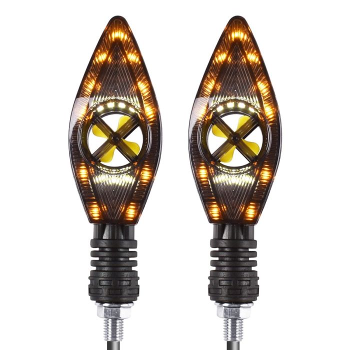 Allextreme R-258 Indicator LED Light Turn Signals Front and Rear Bright Warning Lamp 3-Patterns Water Resistant for all scooters scootys & Motorbikes (2 Pcs, Yellow & Blue)