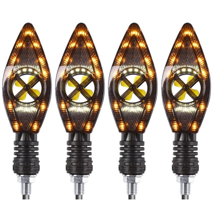 Allextreme R-258 Indicator LED Light Turn Signals Front and Rear Bright Warning Lamp 3-Patterns Water Resistant for all scooter, scooty, & Motorbikes (4 Pcs, Yellow & Blue)