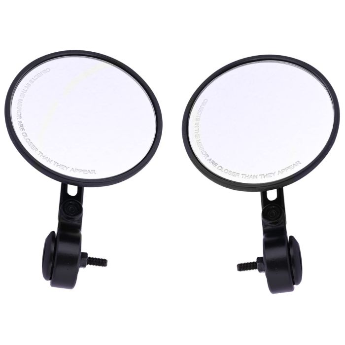 AllExtreme EXRSM01 Convex Rearview Bar End Mirror Round Cafe Racer Universal Fit Adjustable Handlebar Mount Wide Angle Suitable for Bikes Scooters (Black, 1 Set)