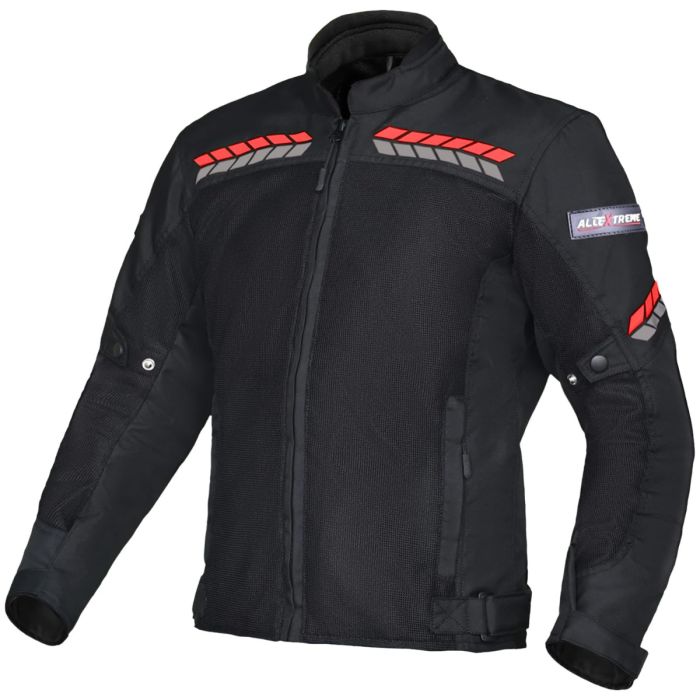 Allextreme SPEEDO Bike Riding Jacket Mesh Fabric Racer Motorcycle Armour Back Elbows Shoulders Protection with All Season Night Visibility Sticker for Men (M, Red)