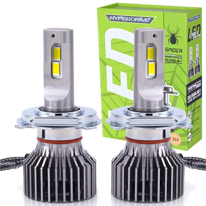 AllExtreme Hyperdrive H4 / H19 LED Headlight 200W Conversion Kit 22000LM Car Driving Headlamp Bulb 6000K Super Bright Beam Fog Light Chip Fog Light for SUVs Trucks Sedans