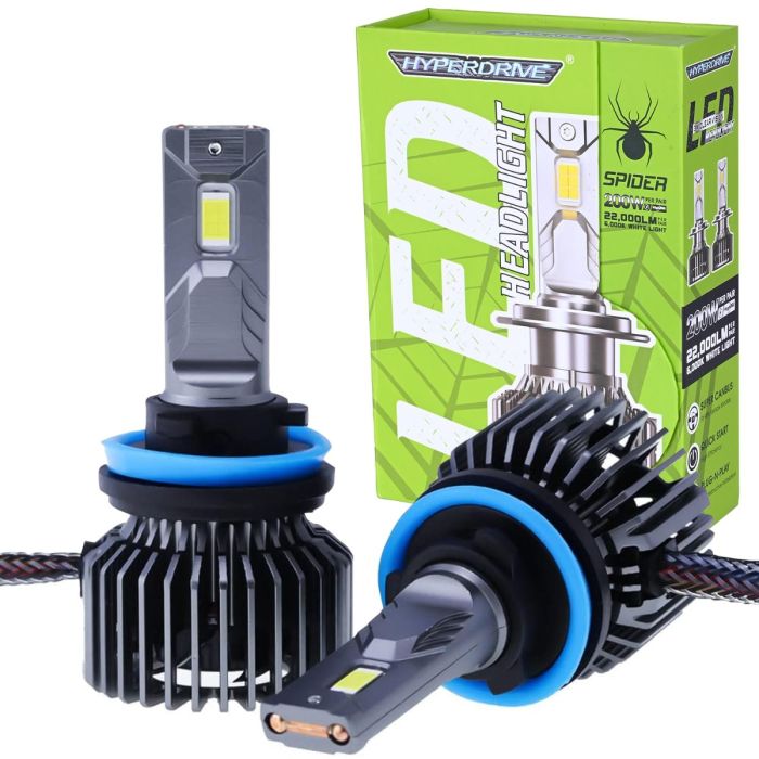 AllExtreme Hyperdrive H8 / H11 LED Headlight 200W Conversion Kit 22000LM Car Driving Headlamp Bulb 6000K Super Bright Beam Fog Light Chip Fog Light for SUVs Trucks Sedans