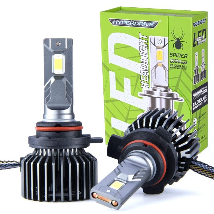 AllExtreme Hyperdrive 9012/HIR2 LED 1200LM Headlight Bulb 200W Conversion Kit 22000LM Driving Headlamp Bright Beam 6000K White Light Fog Light for SUVs Trucks Sedans