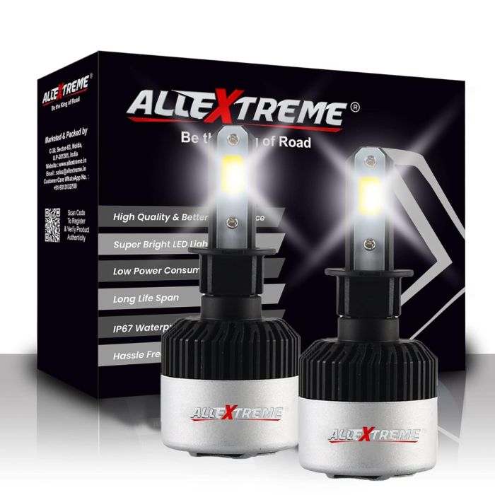 AllExtreme 72 Watt H3 Car LED Headlight 9000LM Super Bright Beam 6500K S2 Led Chips Conversion Kit Car Bulb Driving Headlamp Fog Light for SUVs Trucks Sedans