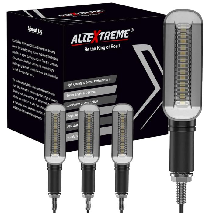 AllExtreme EXNPE19 Imported Flexible Original Bright YELLOW & BLUE LED Indicators Waterproof Unive Motorcycle Turn Signal Lights (Pack of 4)