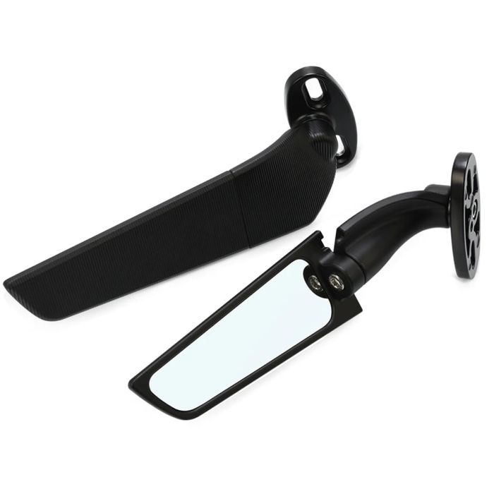 AllExtreme EXNPE09 Imported Original Wind Wing Rearview Stealt Fully-Faired Bikes R15 V4M, R15 V4, R15 V3 | Ninja 250 Adjustable (Black, Pack of 2, With Led Light)