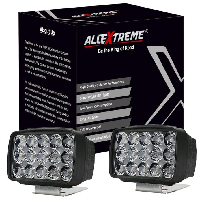 Allextreme EXNPE08 Original Imported 12V DC Light, Waterproof Head Lamp, Bar Light Universal For All (Pack of 2, Free On/Off Switch, White)