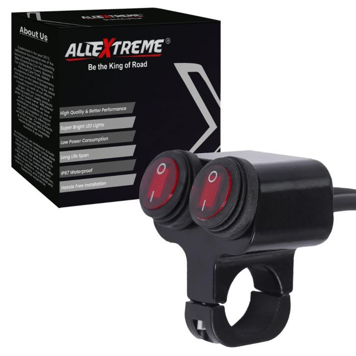 AllExtreme EXNPE30 Motorcycle Handlebar Dual Button 7/8 inch Switch Control for Headlight Fog Light Horn All Bike Models Motorcycle