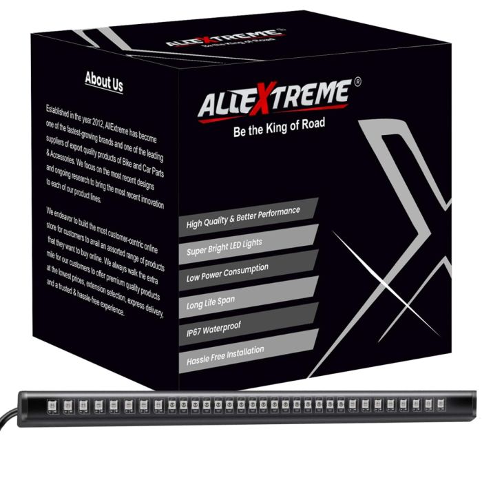 Allextreme EXNPE20 License Plate with Light Brake Stop Turn Signal Setup with 7 Multicolor Strips for Bikes & Motorcycles (Combo Pack Of 1 + 1 Helmet Light)