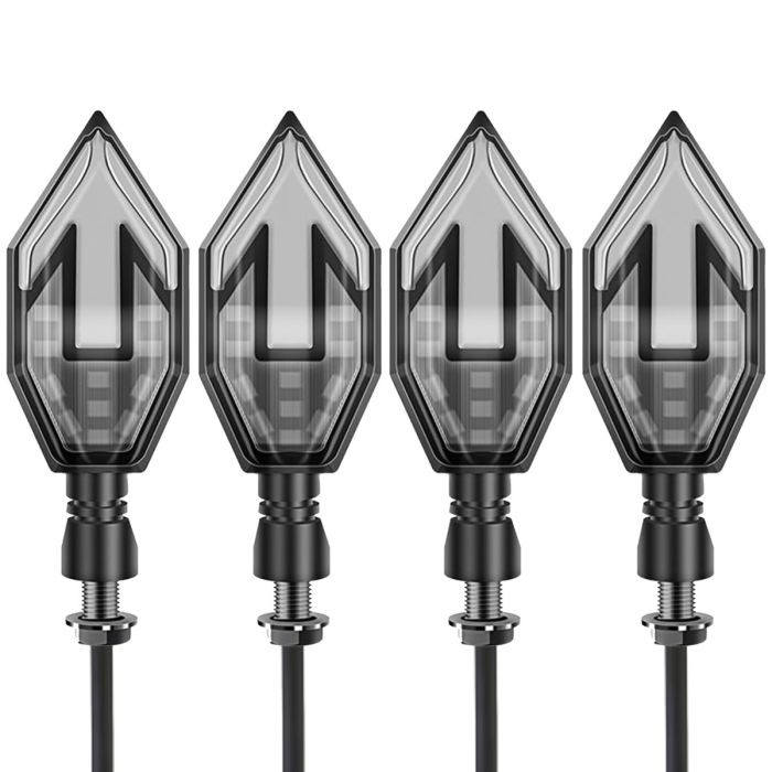 Allextreme LED Dual Color Arrow Shape Turning Indicator Light Universal for All Motorcycle, Bikes, Scooty (Blue & Amber, 6000K, Pack of 2)