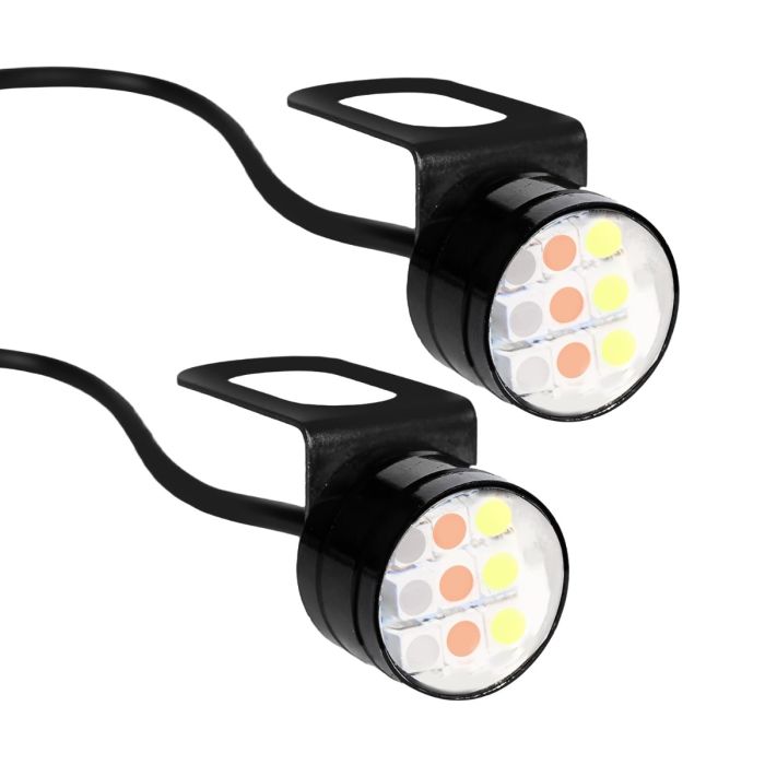 Allextreme EX-005MLT Universal Parking 9 LED Lights Super Bright Luminance Round Multicolor Lamp Bulb for Car Bike Motorcycle (18 W, Set of 2)