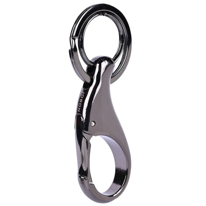 Allextreme ZB-8792 Belt Hook Locking Keychain Heavy Duty Keyring with 2 rings for Car Bike (Pack of 1, Black)